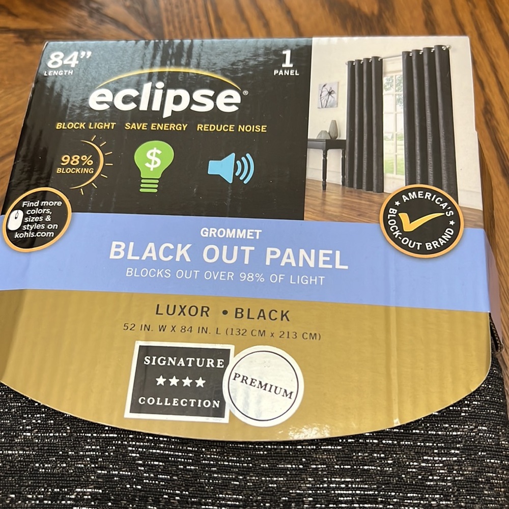 3 Black Metallic Panels Eclipse Grommet Black Out Panel 84 x 52